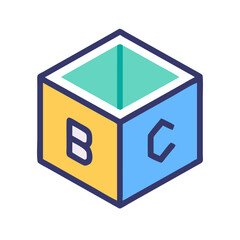 Poster - Colorful ABC toy block, flat design on dark backdrop