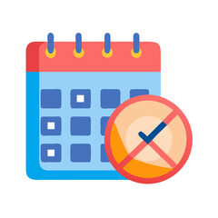 Poster - Appointment cancellation icon on a stylized calendar, flat design