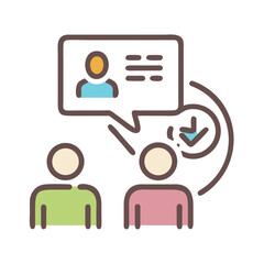 Poster - Teamwork and feedback illustration with conversation and task completion