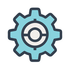Poster - Simple blue gear illustration on black background for automation