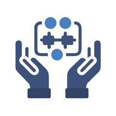 Poster - Hands holding abstract technology structure flat design illustration