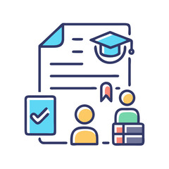 Poster - Educational attainment and graduation visualized with icons in flat style
