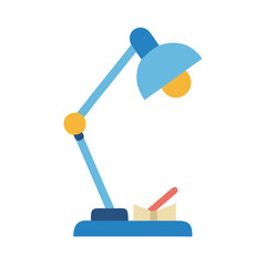 Poster - Blue desk lamp shining on open book illustration