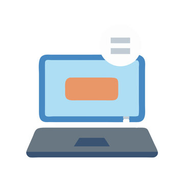 Stylized flat laptop with menu icon graphic illustration