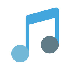 Poster - Isolated blue musical note symbol on a black background