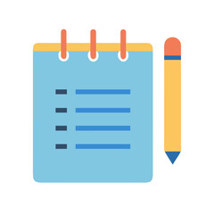 Poster - Flat design notepad and pencil icon on black background