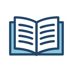 Poster - Open book icon in flat design on black background