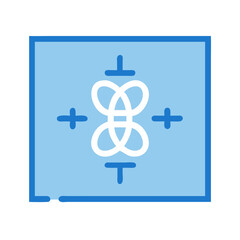 Poster - Blue square with symmetrical white design and cross markers