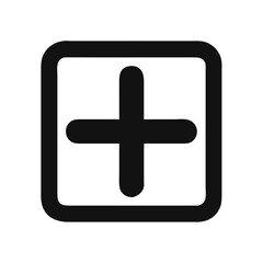 Poster - Black plus sign symbol centered within rounded square shape