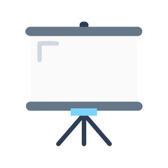 Poster - Blank presentation screen on tripod with black background