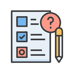Poster - Checklist with question mark illustration in flat design style