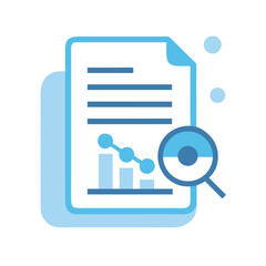 Poster - Financial report analysis icon with magnifying glass vector design