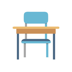 Poster - Illustration of a simple blue student desk and chair