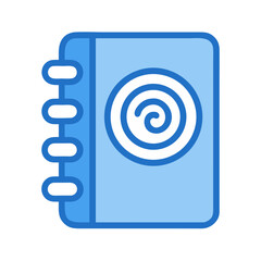 Poster - Blue notebook graphic icon with spiral illustration element