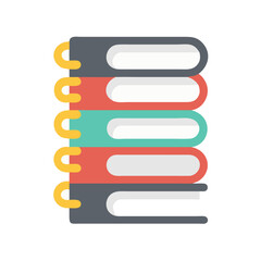 Poster - Stack of stylized books with colorful covers and bookmarks