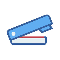 Poster - Blue Stapler Illustration on Black Background, Office Supply Icon