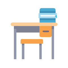 Poster - Icon style desk with chair and water dispenser