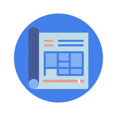 Poster - Icon of project wireframe on blue circular background