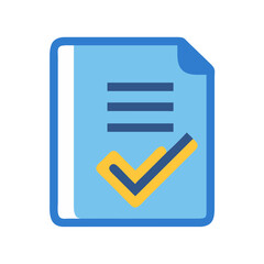 Poster - Completed document with checkmark on black background illustration