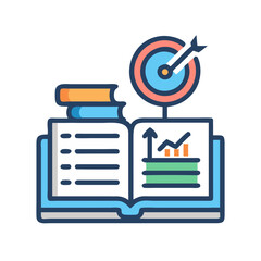 Poster - Open book showing finance, business goals and planning icon
