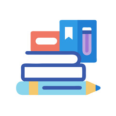 Poster - Stylized books with pencil icon on black background