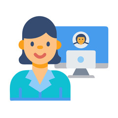Poster - Businesswoman in a video call on her computer screen