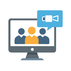 Poster - Team video call on computer with leader present