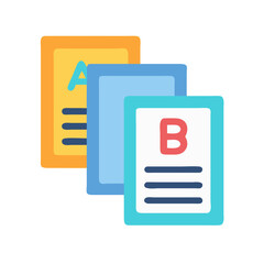 Poster - Stacked Documents with Letter Symbols, Isolated on Black Backdrop