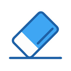 Poster - Blue eraser vector icon isolated against black background symbol