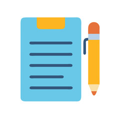 Poster - Simple flat vector icon of clipboard with a pen