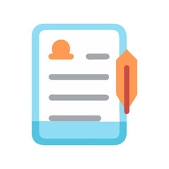 Poster - Flat icon of a document with feather pen concept
