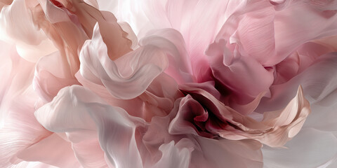 Leinwandbilder - Abstract image of flowing pink and beige fabric, creating soft, swirling shapes.  Represents elegance, fluidity, and serenity. Perfect for design backgrounds.