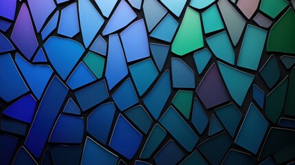 Wall Mural - Abstract mosaic wall, dark blue, stained glass, digital art