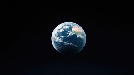earth floating in space against a black background, showcasing blue oceans and white clouds, celesti