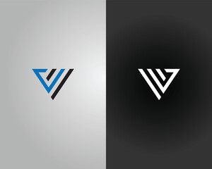 Poster - MV or VM Triangle Letter Initial Logo Design Icon Vector Template