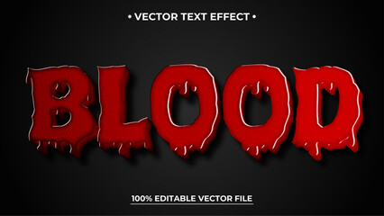 Poster - Blood editable text effect template liquid red slime 3d bold cartoon text style