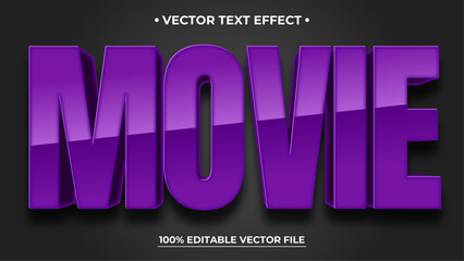 Poster - Movie 3d editable text effect with purple color suitable for battle themes