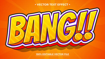 Poster - 3D fun yellow red text effect Outlined graphic style on abstract orange background