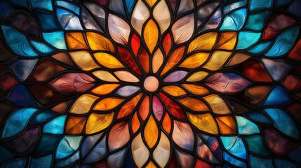 Poster - stunning colorful abstract stained glass window design artistic pattern background image digital art