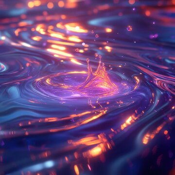 Dreamy ripple rises with glowing drop background