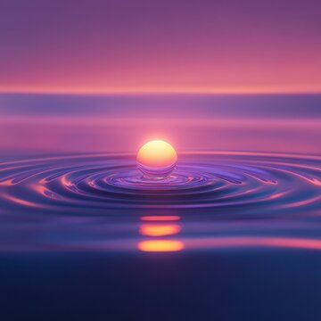 Rising glowing drop, dreamy ripple in the background