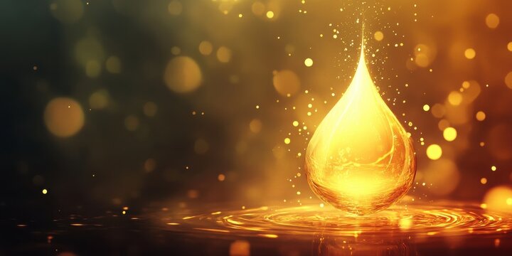Background shows dreamy tone, glowing drop's ascent