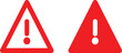 © Icon Design  - Red warning signs, exclamation points, triangular shape, circular shape, hazard symbols, alert icons, danger indicators, minimalist design,