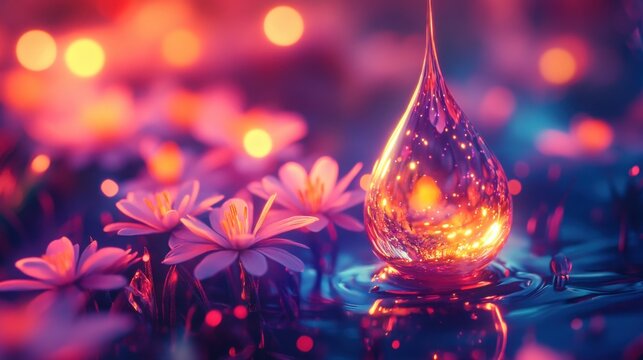 Glowing drop twists, dreamy thread on the background