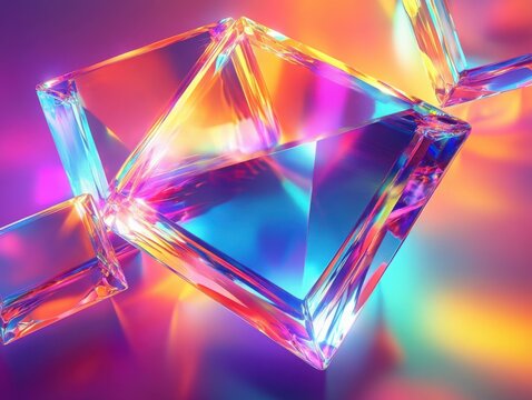 Prism glitch floats with glowing fold background