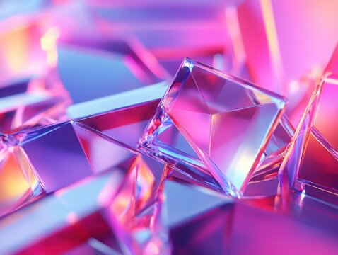 Glowing fold floats, prism glitch on the background