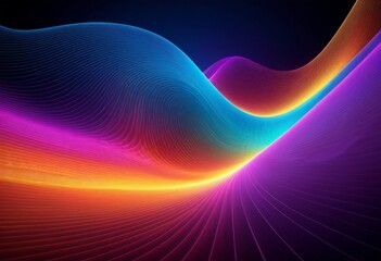 Wall Mural - Close-up of a wave of colorful lines on a black background