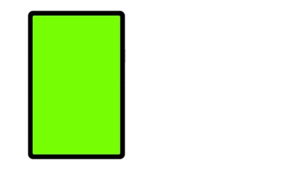 Fototapete - Animated Tablet Vertical Horizontal Mockup, Side And Front View With Green Screens, For Web Presentations, Isolated On White Background