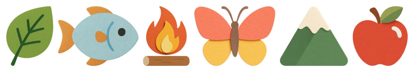 Poster - png colorful nature-themed icons, element set on transparent background