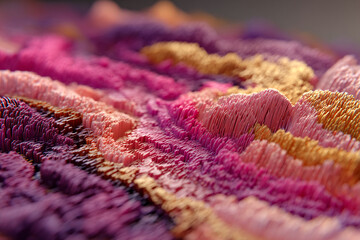 Aufkleber - Abstract image of pink, purple, and gold textured surface, creating a dynamic, wave-like pattern, suggesting movement and energy, ideal for design backgrounds